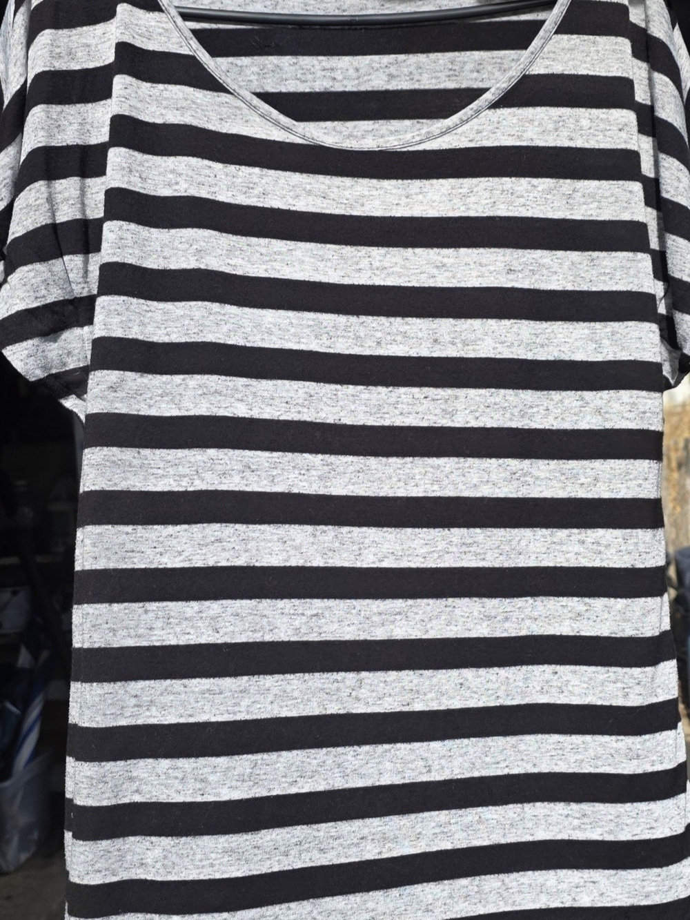 Womems Black and Gray Light Striped Tee